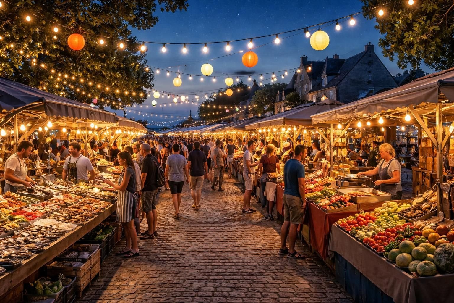 plongez dans l'ambiance festive du marché nocturne à la turballe et découvrez les incontournables de l'été 2026 : artisans, gastronomie et animations pour toute la famille.